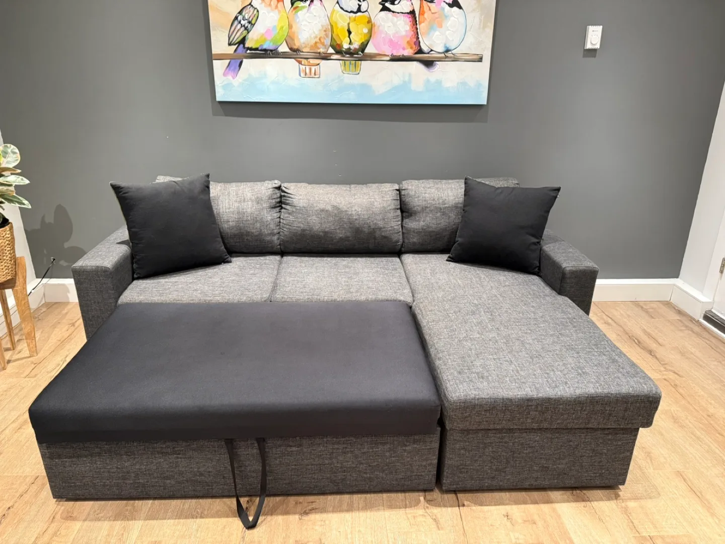 Excellent Condition Pallucci Dark Grey Sofa Bed Sectional image indicator(7)