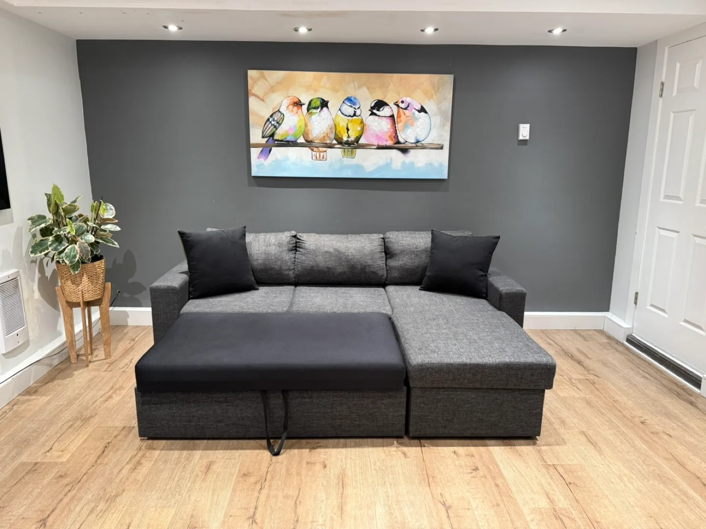 Excellent Condition Pallucci Dark Grey Sofa Bed Sectional image indicator(9)