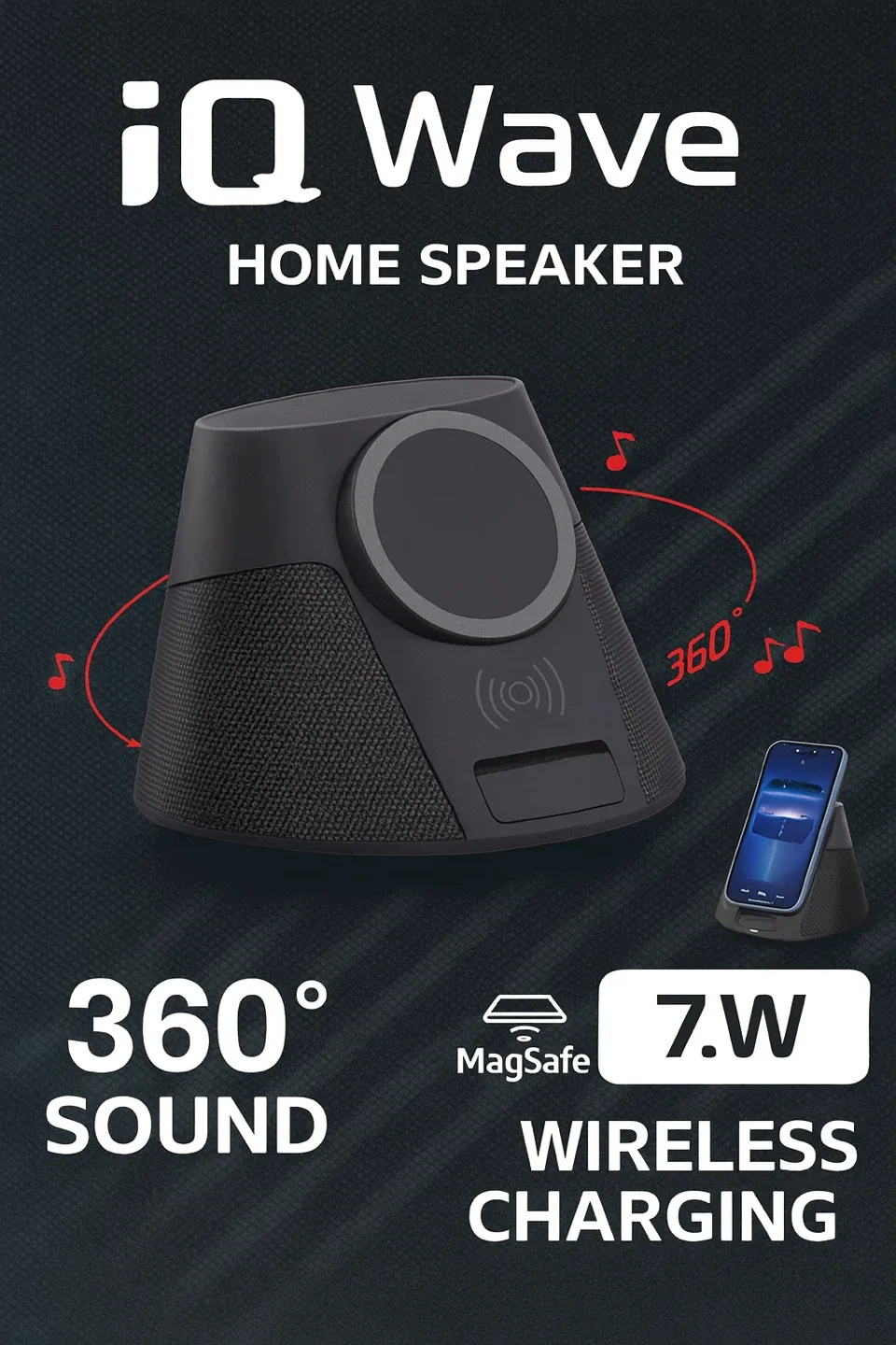 iQ Wave Home Speaker with MagSafe Wireless Charging - Brand NEW thumbnail