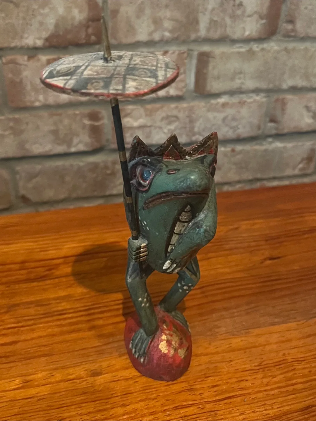 Set of 2 Vintage Hand-Carved Frog Statues image indicator(5)