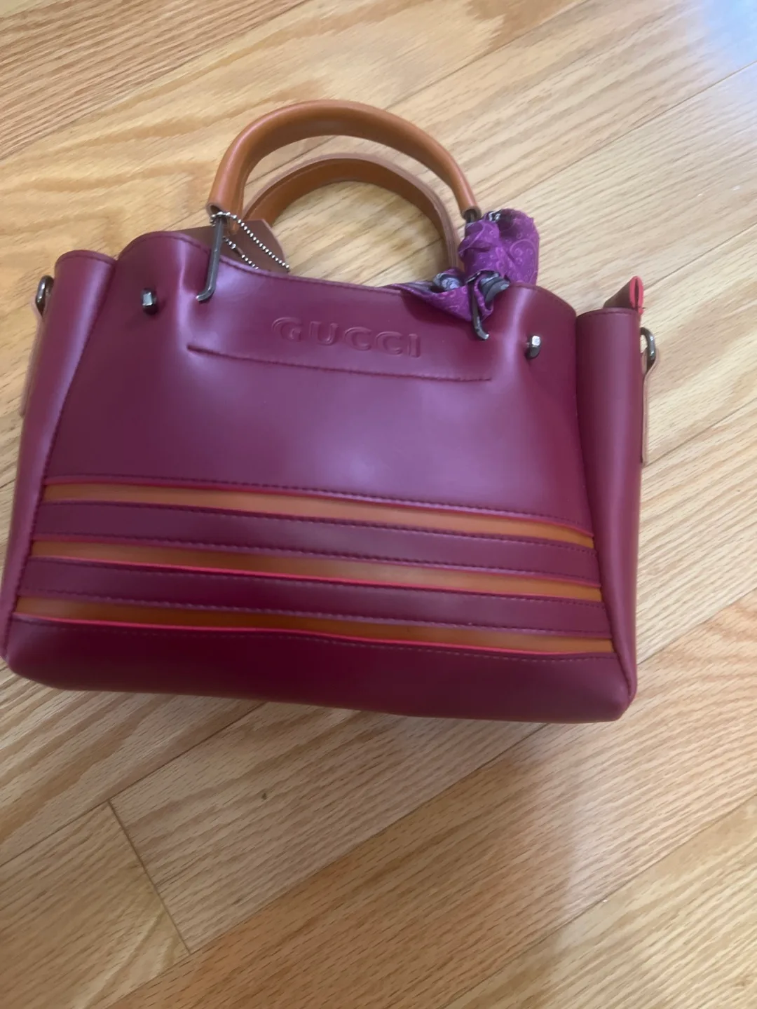 Gucci Burgundy Leather Handbag thumbnail