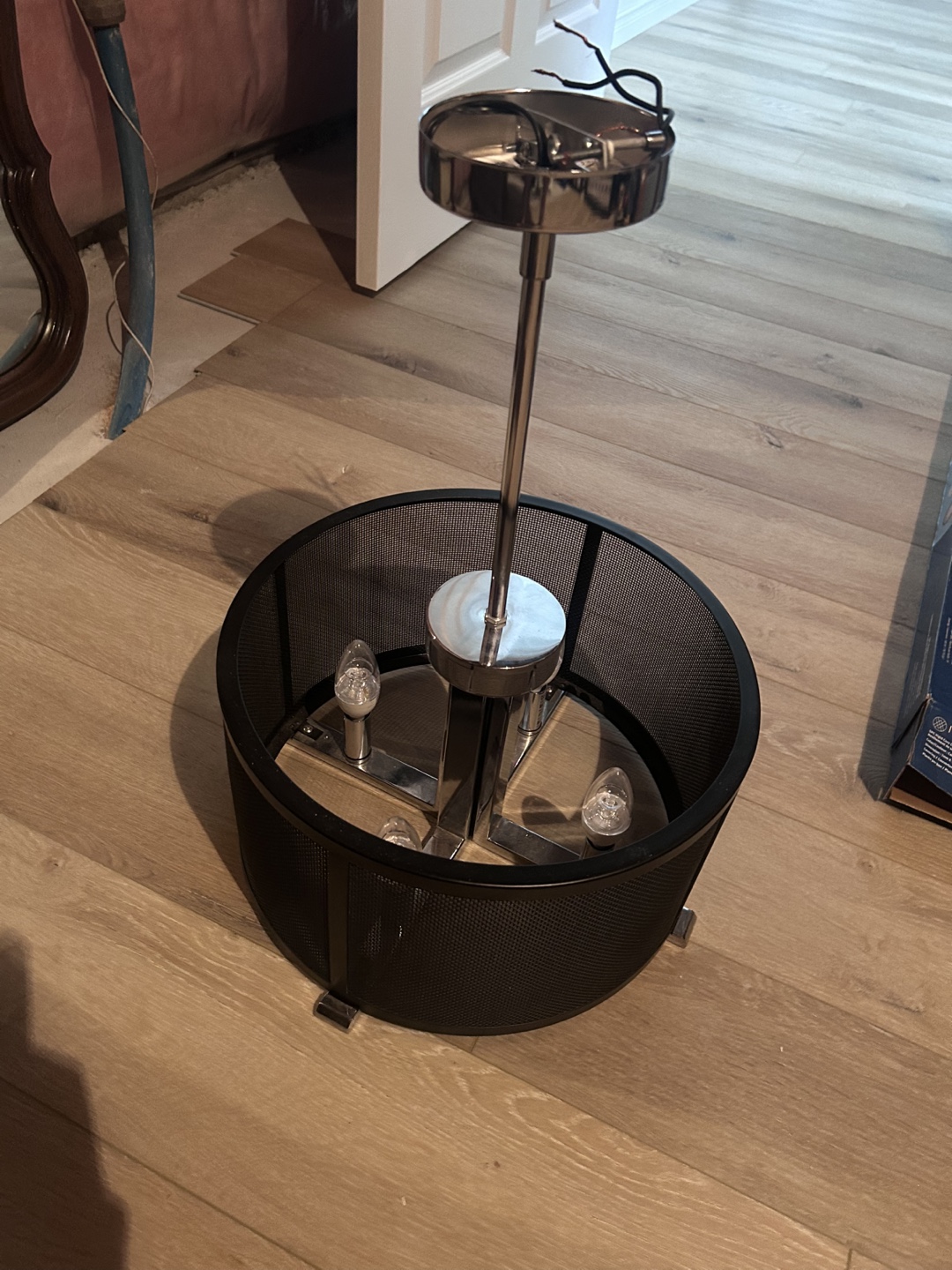 Black Mesh Drum Pendant Light