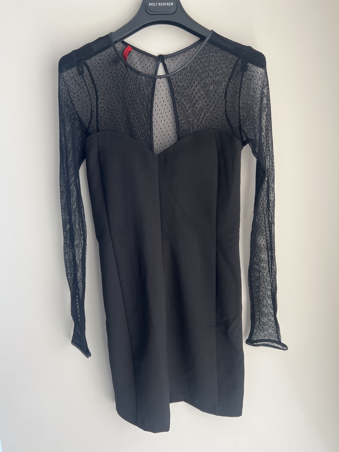 Black Mini Dress with Sheer Sleeves