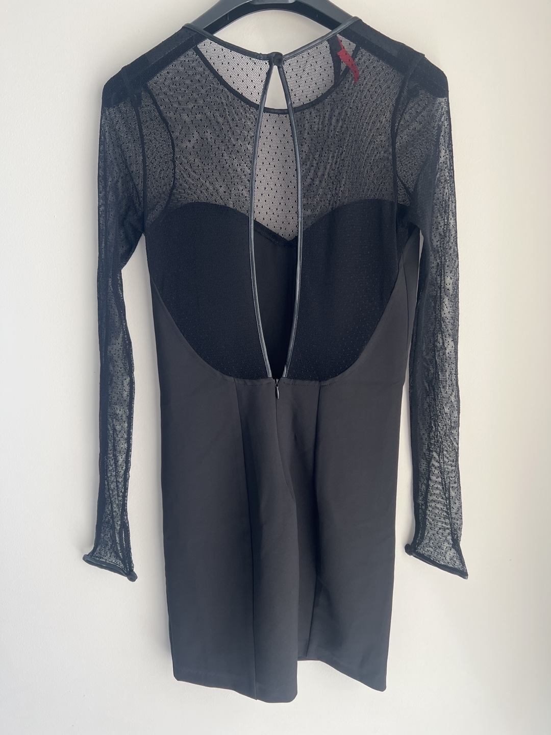 Black Mini Dress with Sheer Sleeves - photo 2