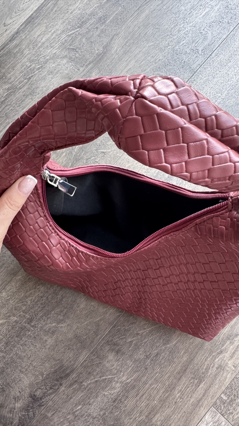 Burgundy Woven Shoulder Bag - photo 3
