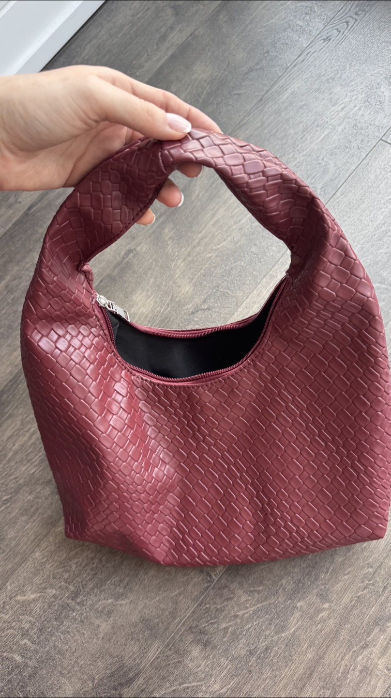 Burgundy Woven Shoulder Bag - photo 2