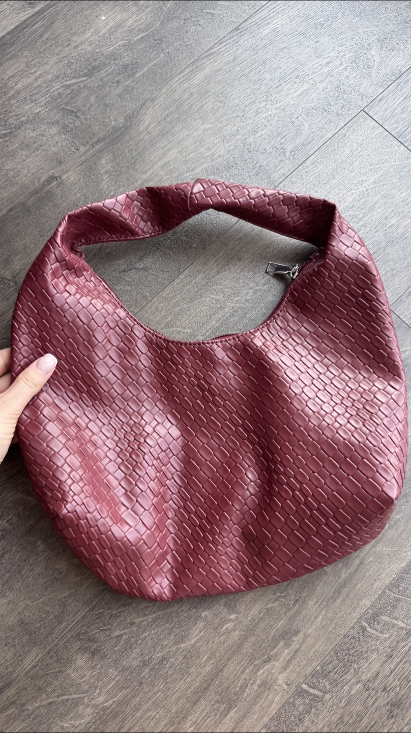 Burgundy Woven Shoulder Bag