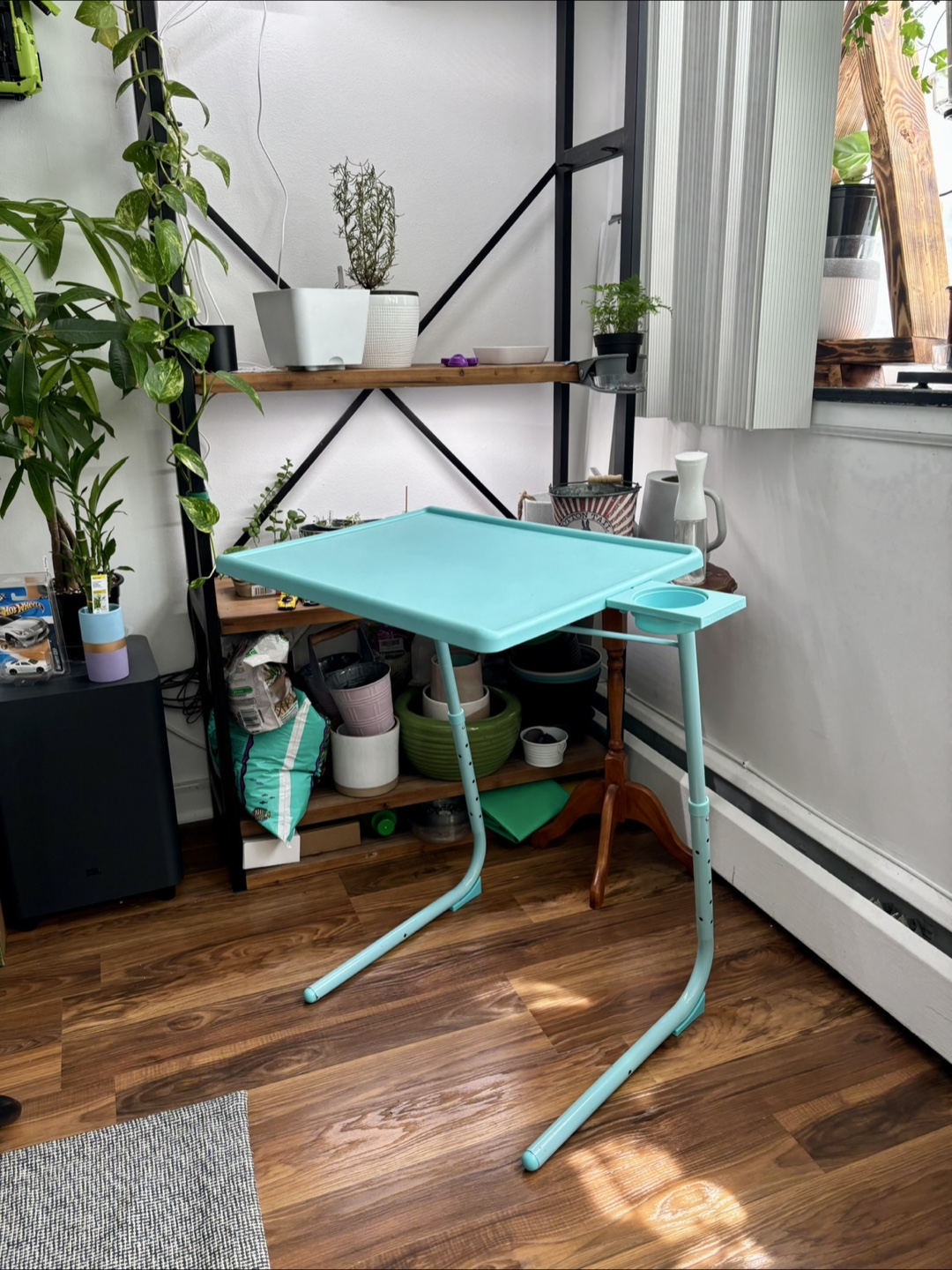Adjustable Blue Bed Tray Table