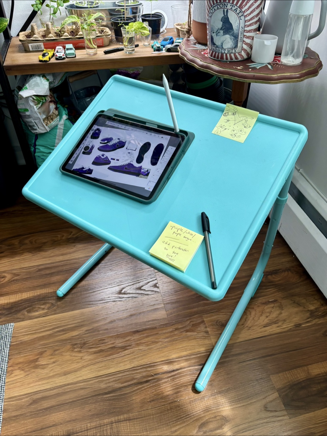 Adjustable Blue Bed Tray Table - photo 2