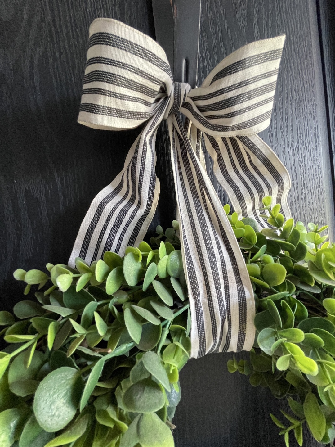 Faux Greenery Wreath with Striped Bow - photo 3