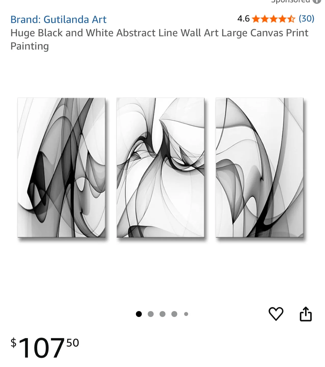 Gutilanda Art Black and White Abstract Line Wall Art thumbnail