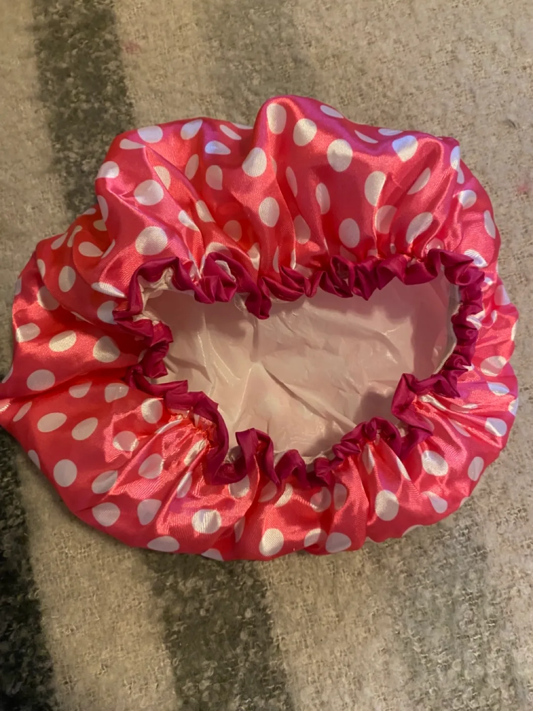 Pink Polka Dot Hair Bonnet thumbnail