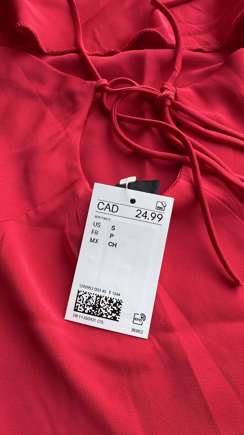 New Tie-Detail Satin Slip Dress - Bright Red, Size S - photo 4