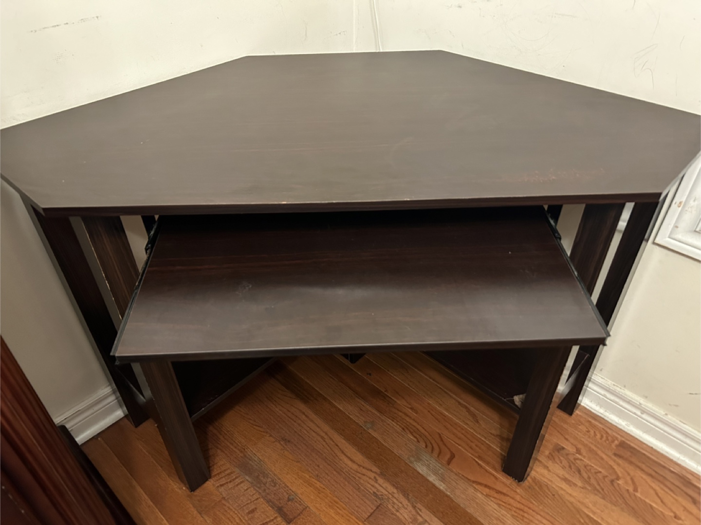 Dark Brown Corner Desk with Keyboard Tray - photo 3