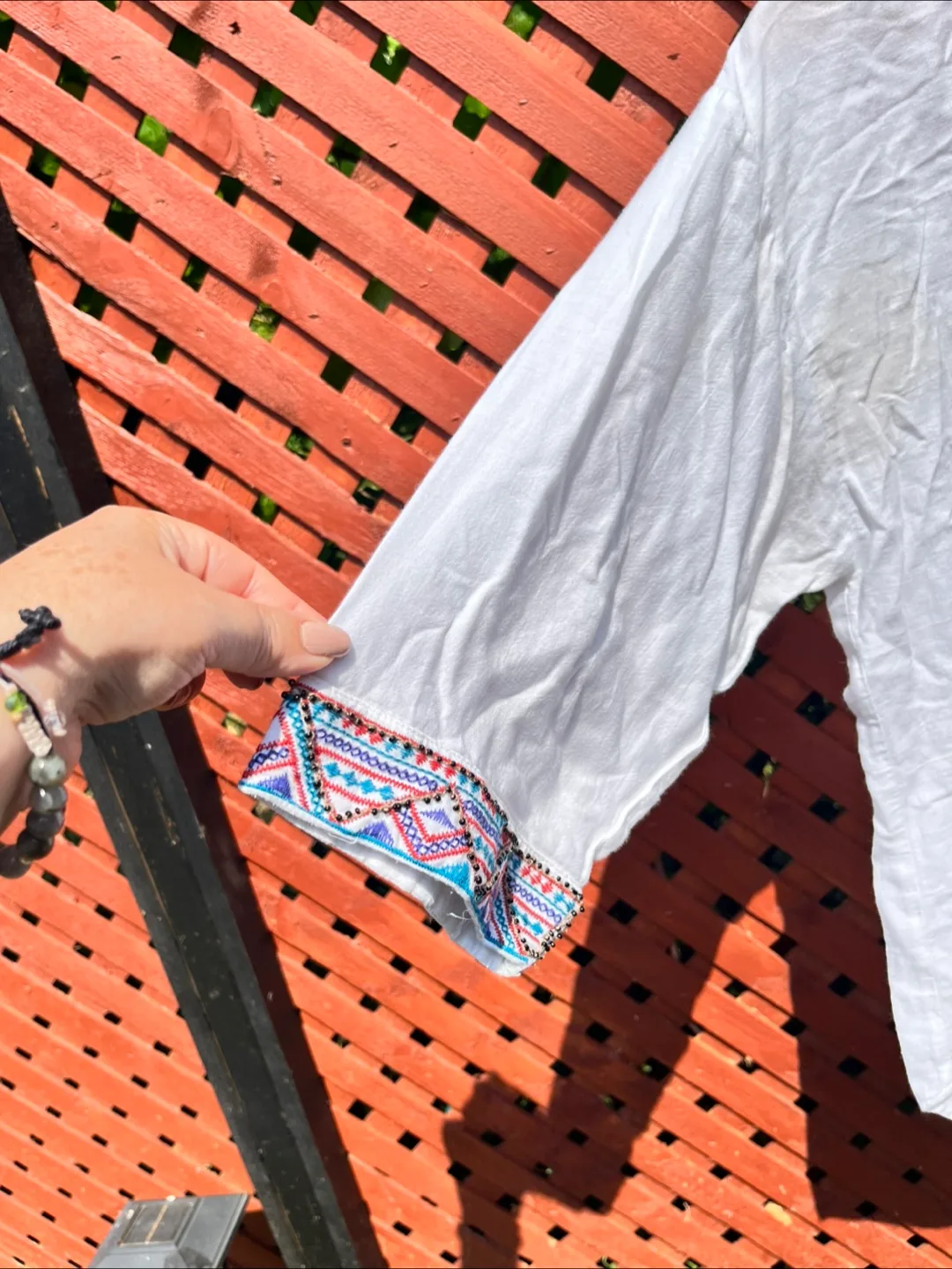 Zara Basic White Embroidered Blouse - Size M image indicator(4)