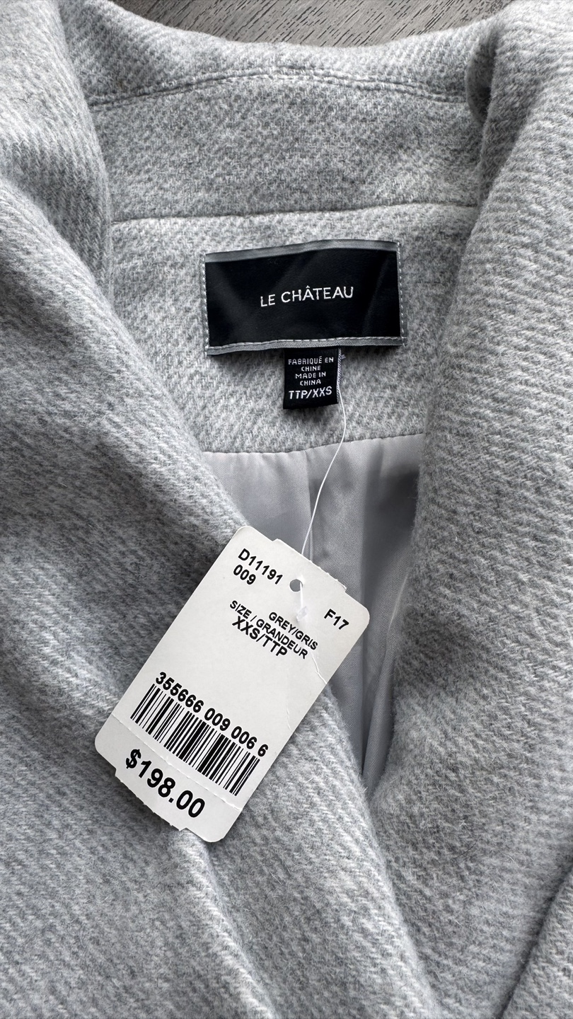 Le Chateau Wool Blend Grey Coat - Size XXS - photo 3