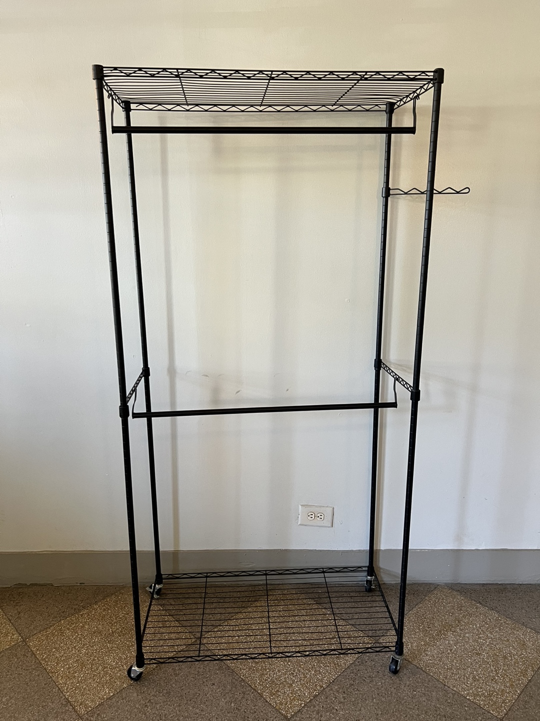 Black Metal Rolling Clothes Rack