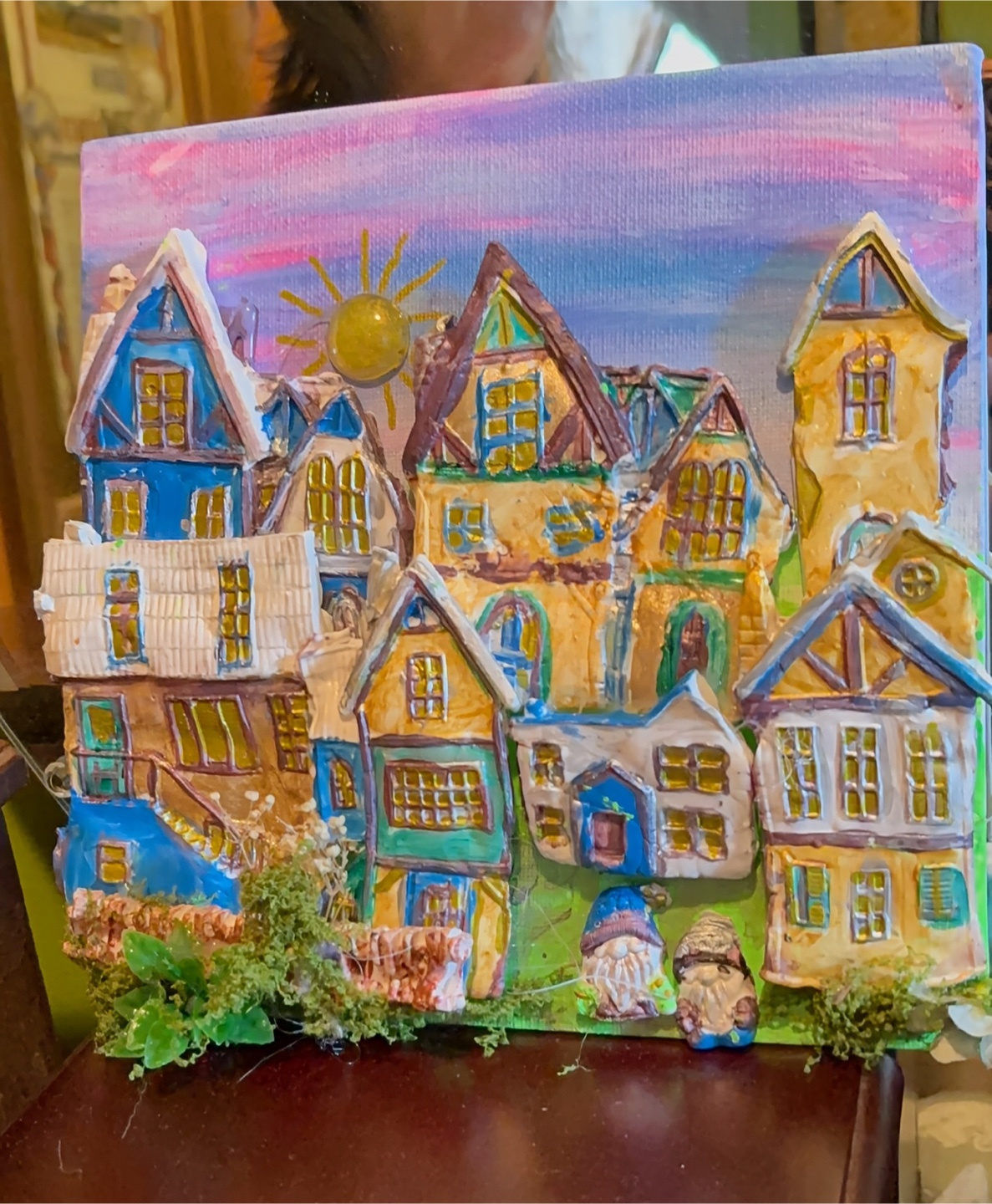 Handmade 3D Village Canvas Art - photo 5