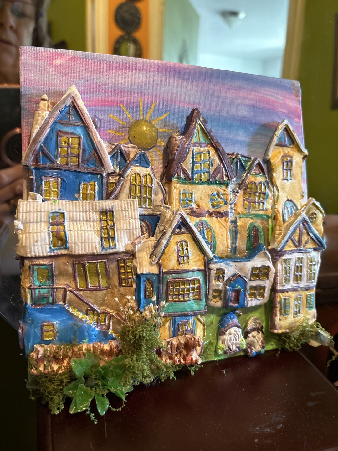 Handmade 3D Village Canvas Art - photo 3