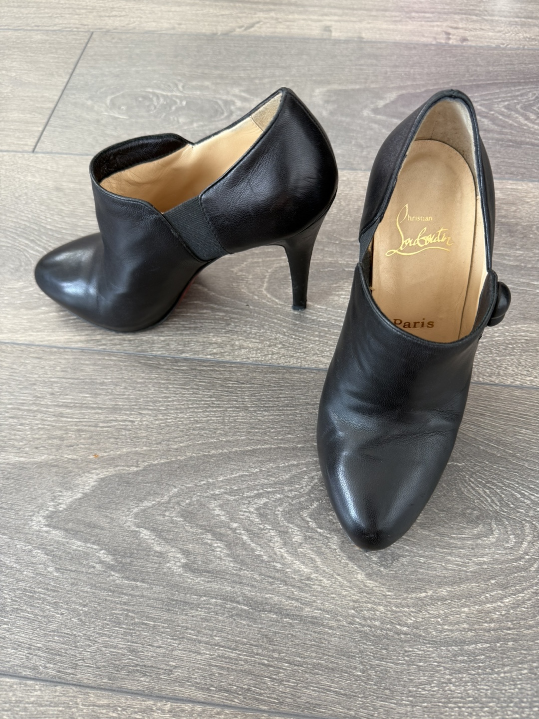Christian Louboutin Black Leather Booties Size 37
