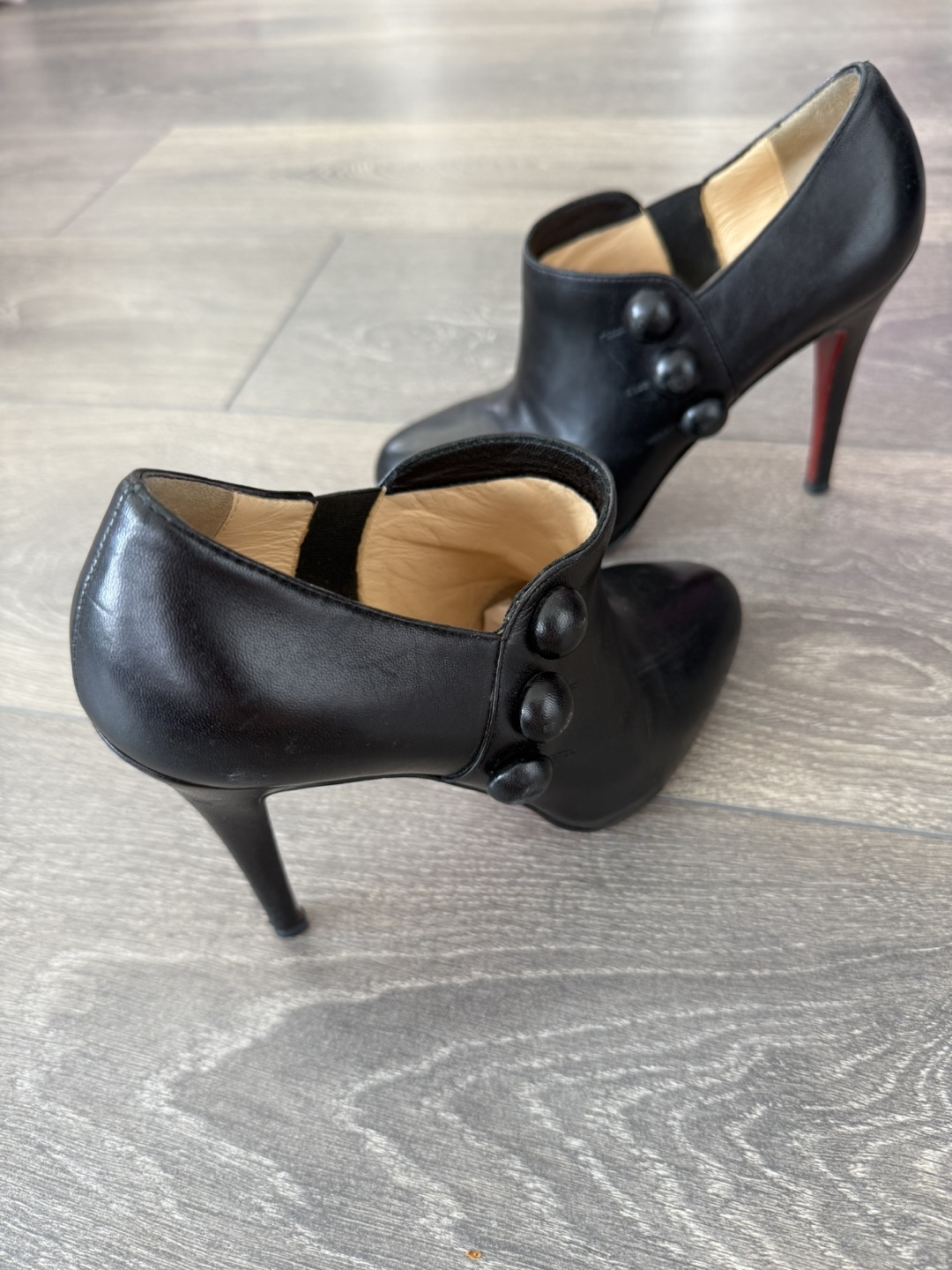 Christian Louboutin Black Leather Booties Size 37 - photo 2