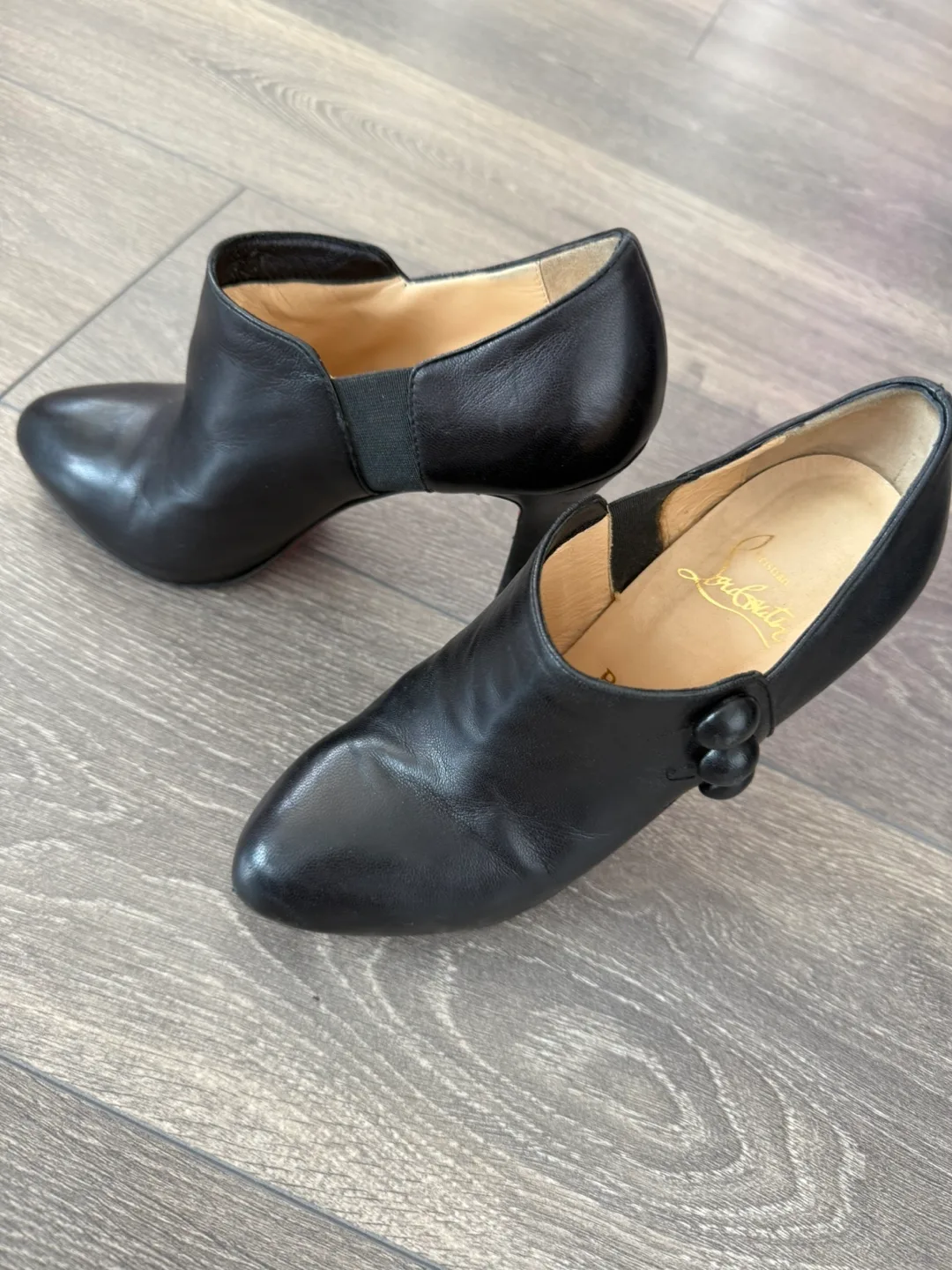 Christian Louboutin Black Leather Booties Size 37 image indicator(8)