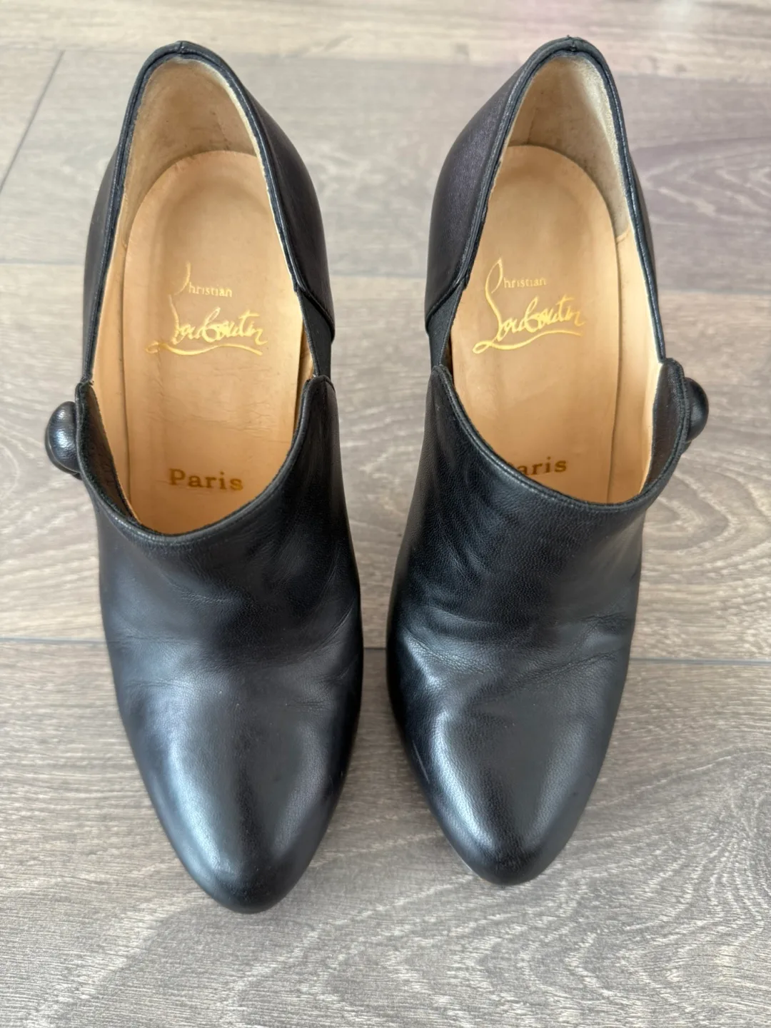 Christian Louboutin Black Leather Booties Size 37 image indicator(9)