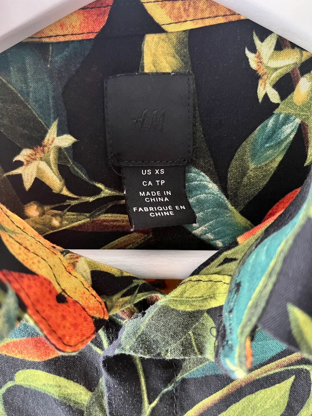 H&M Men Orange Print Button-Up Shirt - Size XS image indicator(2)