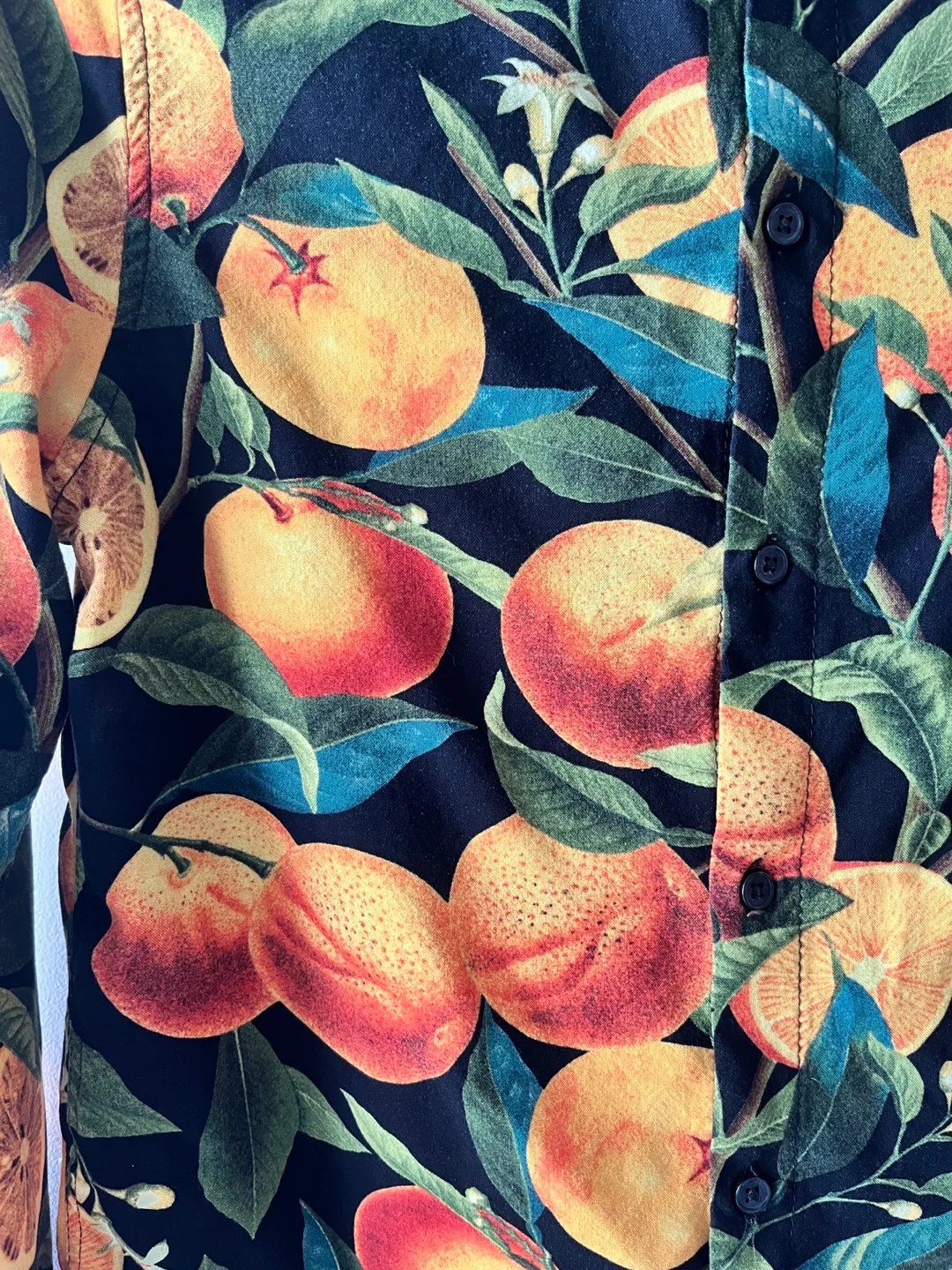 H&M Men Orange Print Button-Up Shirt - Size XS image indicator(3)