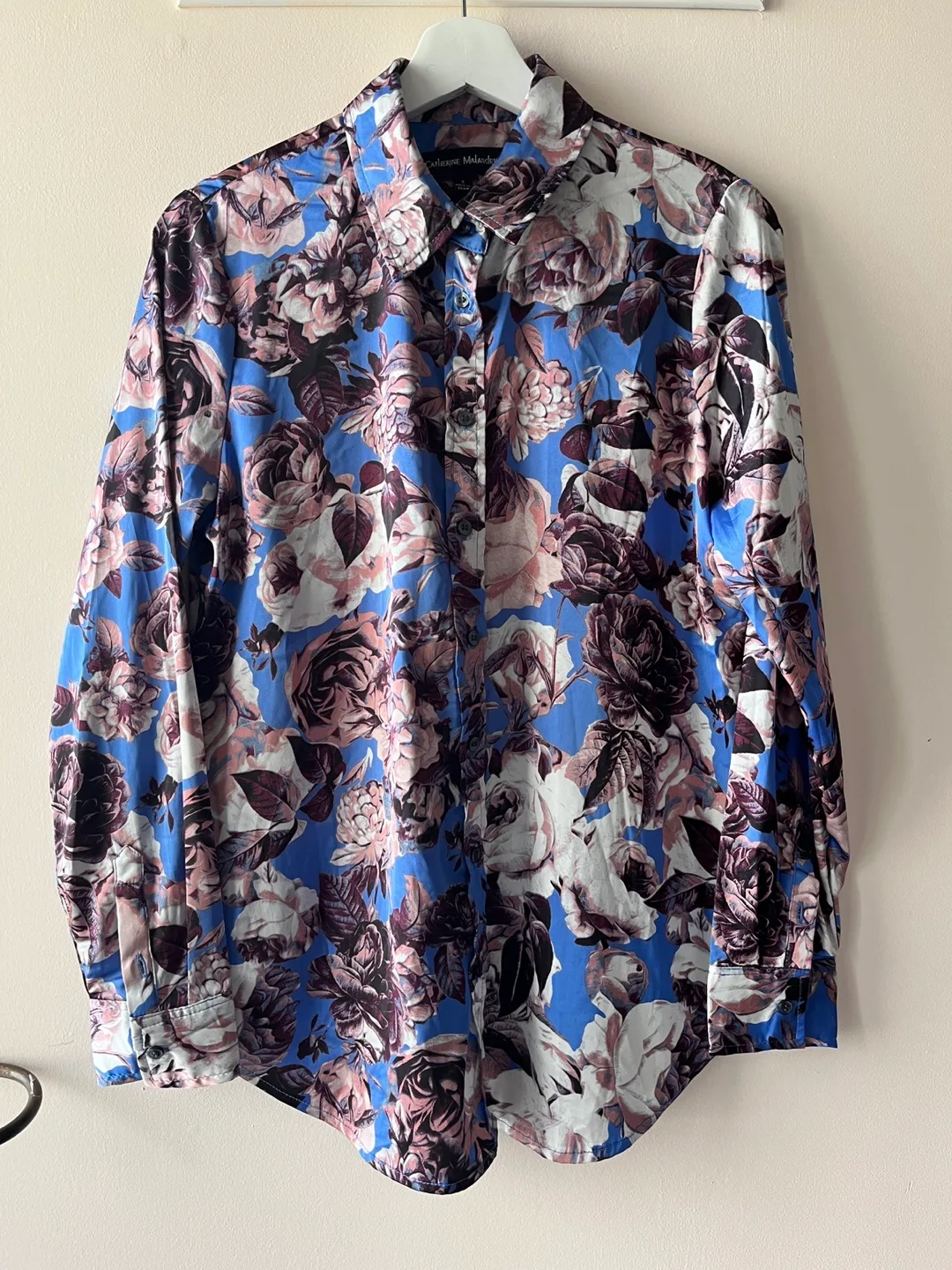 Floral Pink and Blue Print Shirt - Size S thumbnail