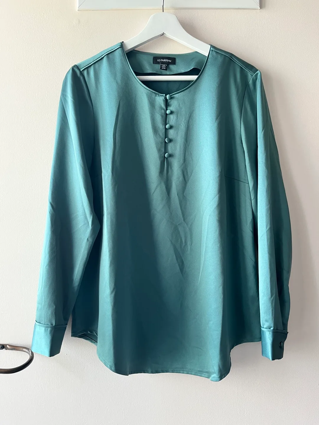 Le Chateau Green Silky Blouse - Size M thumbnail