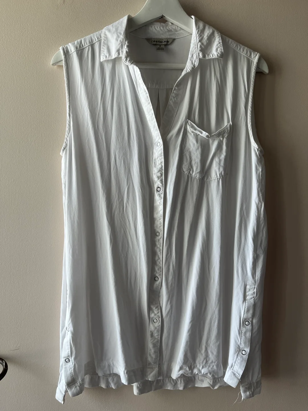 Calvin Klein White Sleeveless Top Size S thumbnail