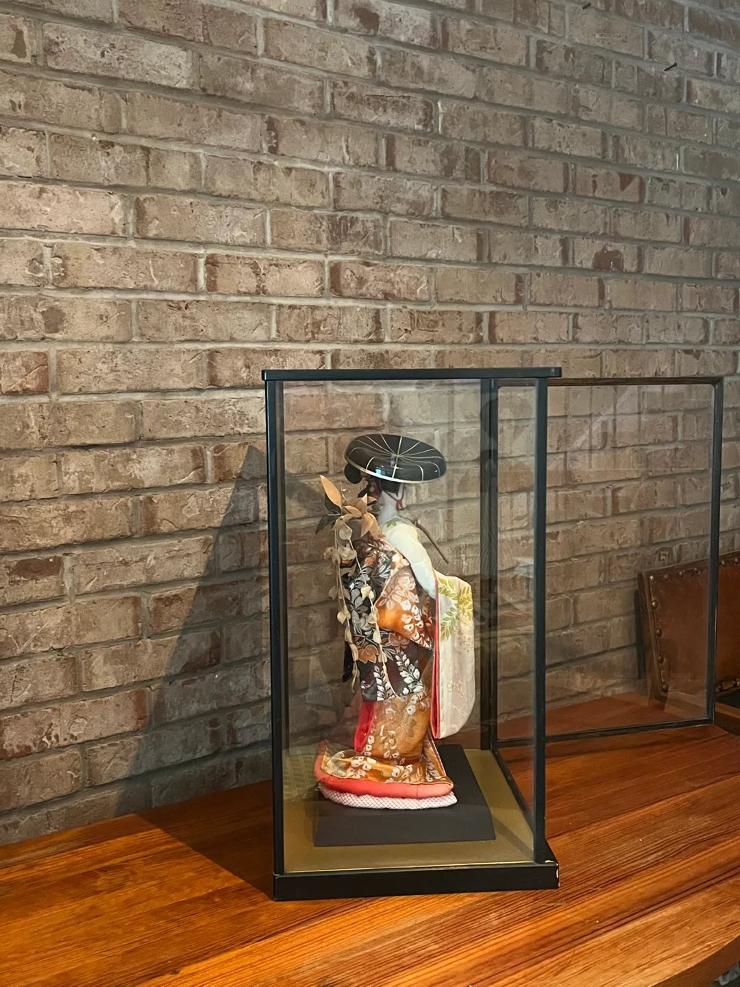 Large Vintage Japanese Doll in Glass Display Case image indicator(4)