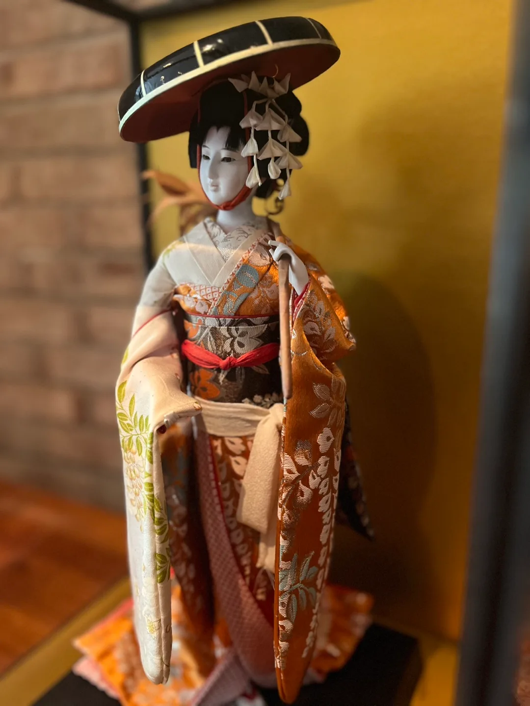 Large Vintage Japanese Doll in Glass Display Case image indicator(9)