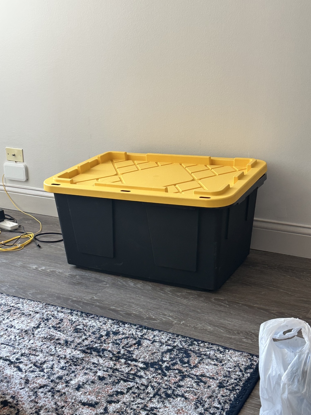 Black & Yellow Storage Bin - perfect for moving