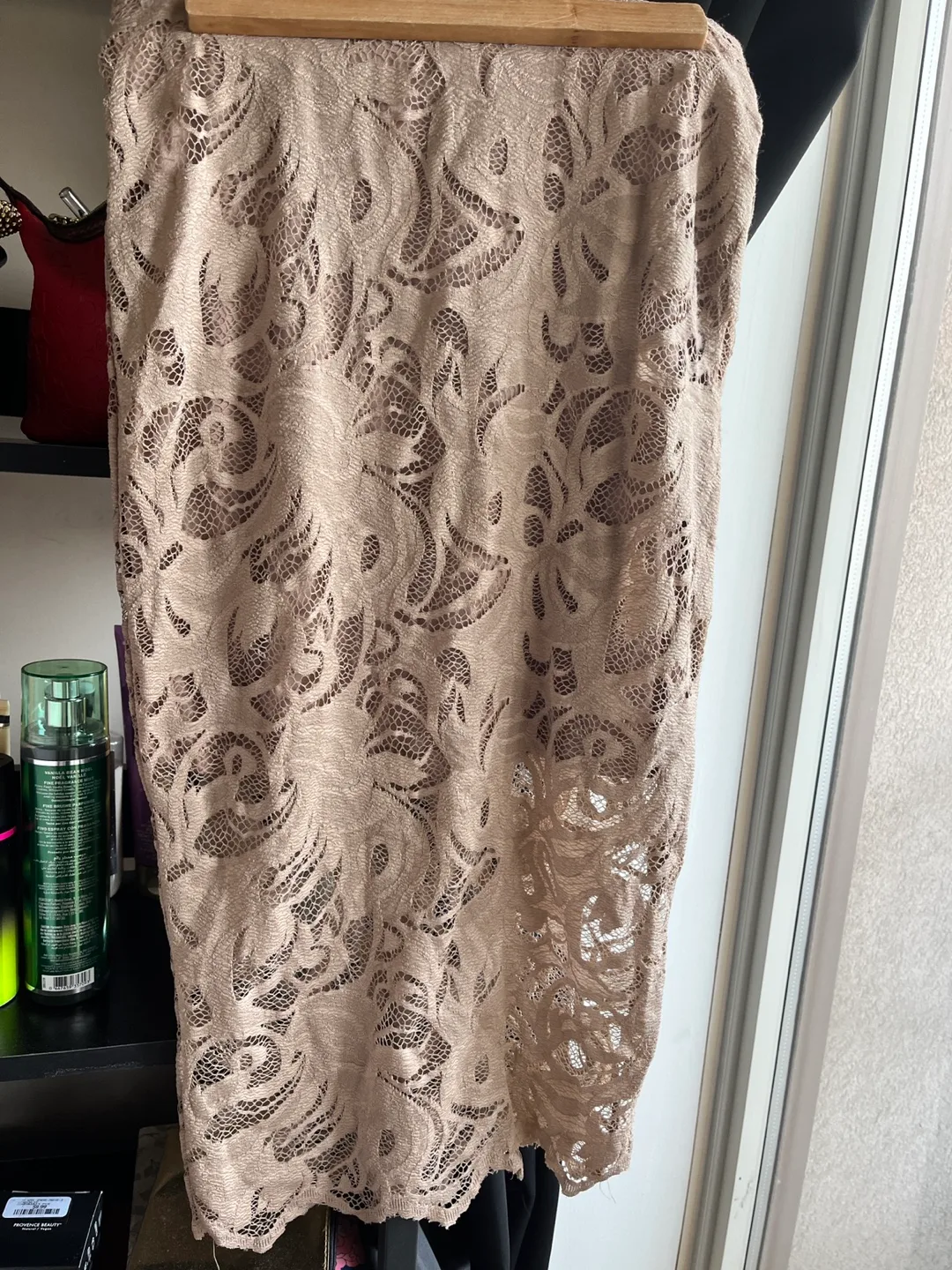 REVAMPED Beige Lace Skirt - Size S thumbnail