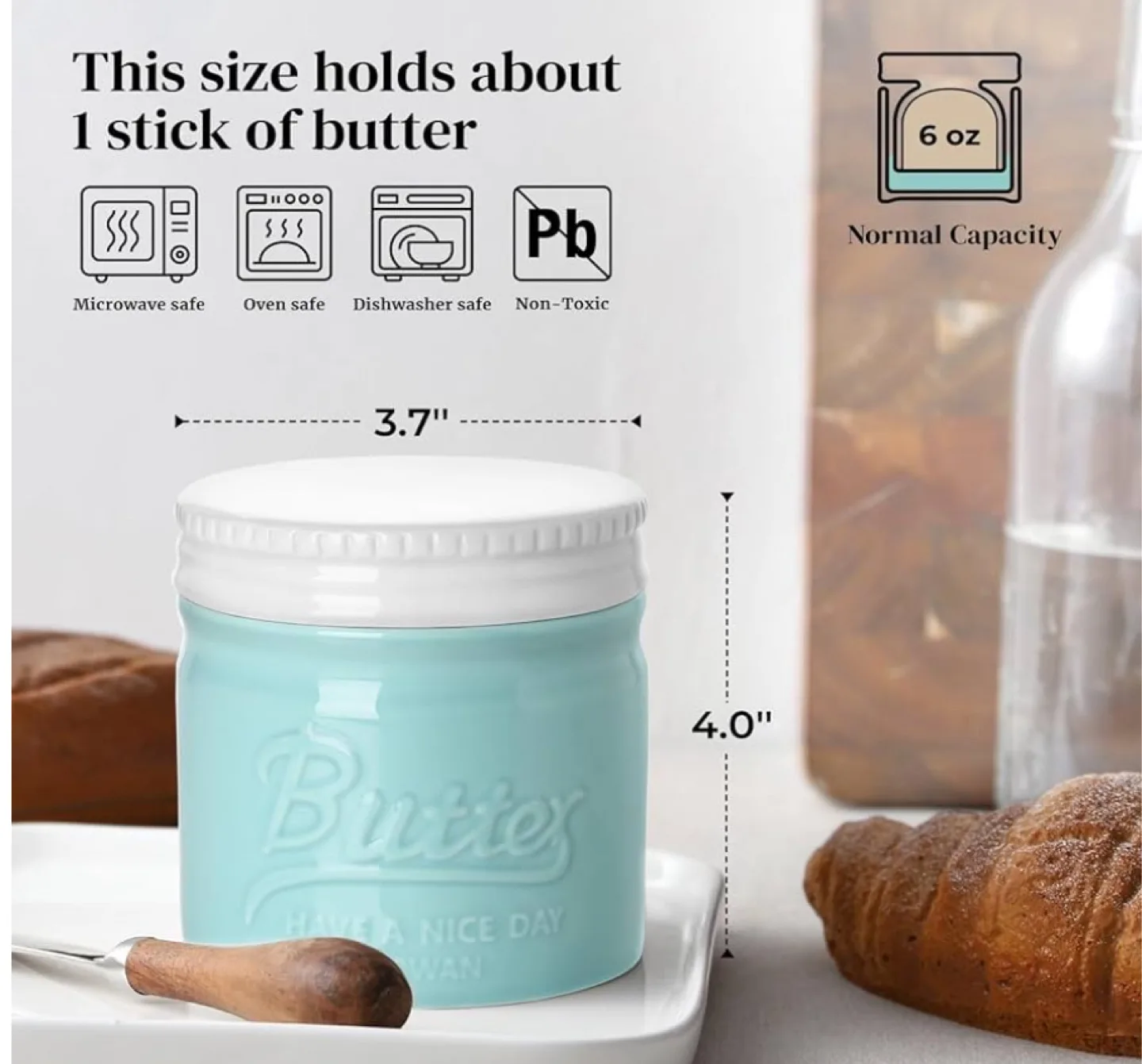 DOWAN Porcelain Butter Keeper Crock, butter bell farm house image indicator(3)