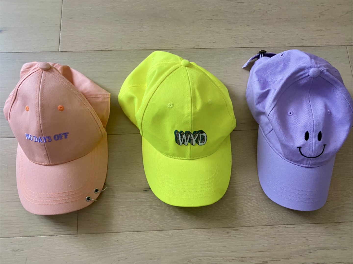 3 forever 21 Baseball Caps - Peach, Yellow, Purple