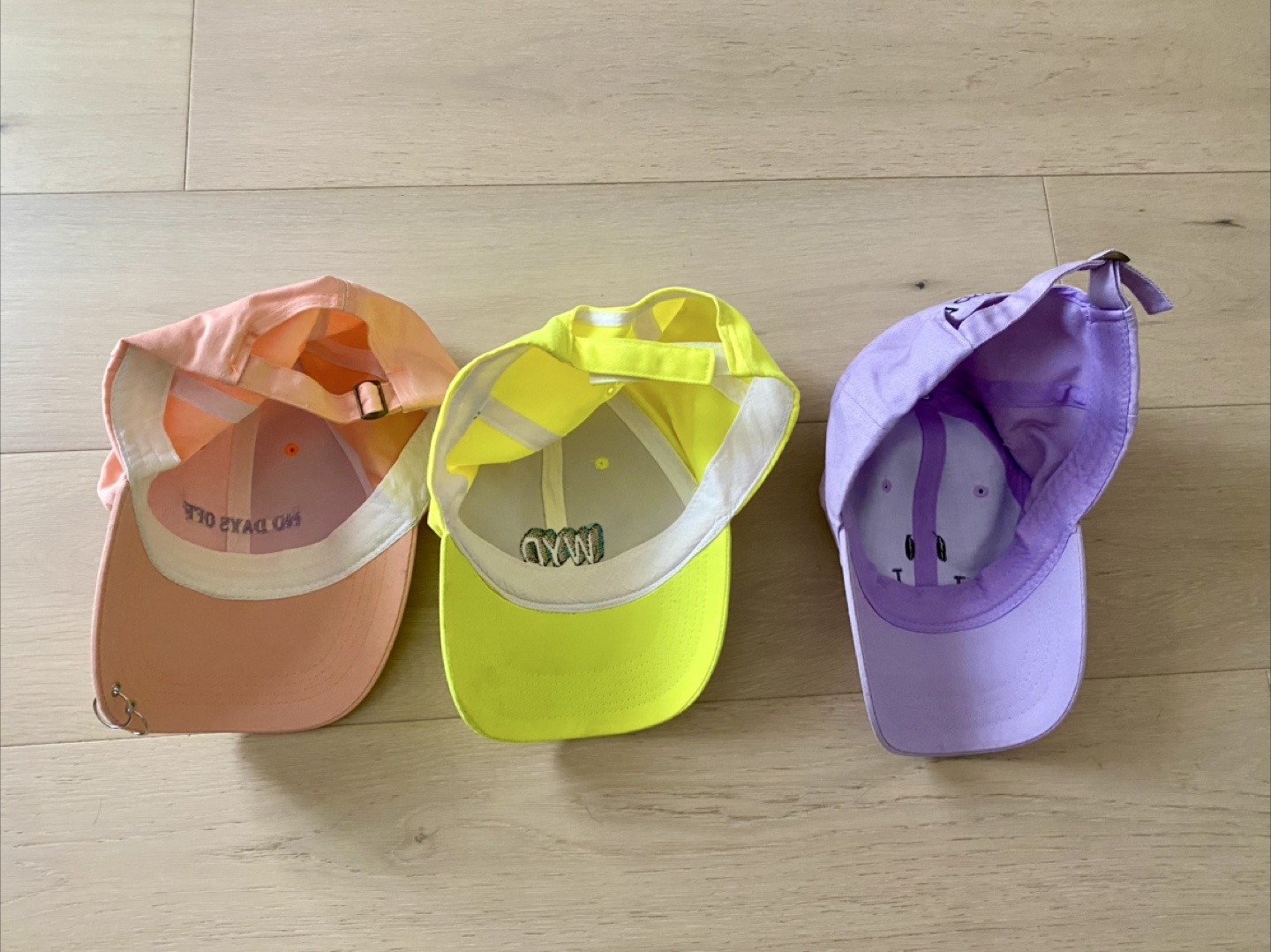 3 forever 21 Baseball Caps - Peach, Yellow, Purple - photo 2