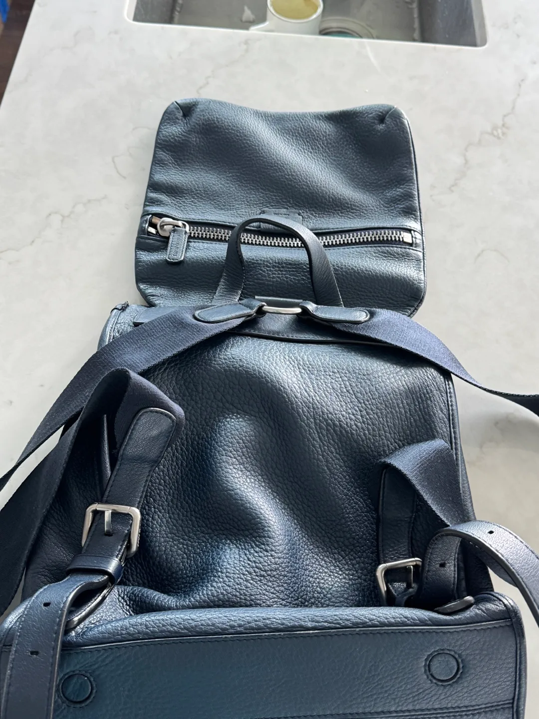 Giorgio Armani Leather Backpack - Blue image indicator(7)