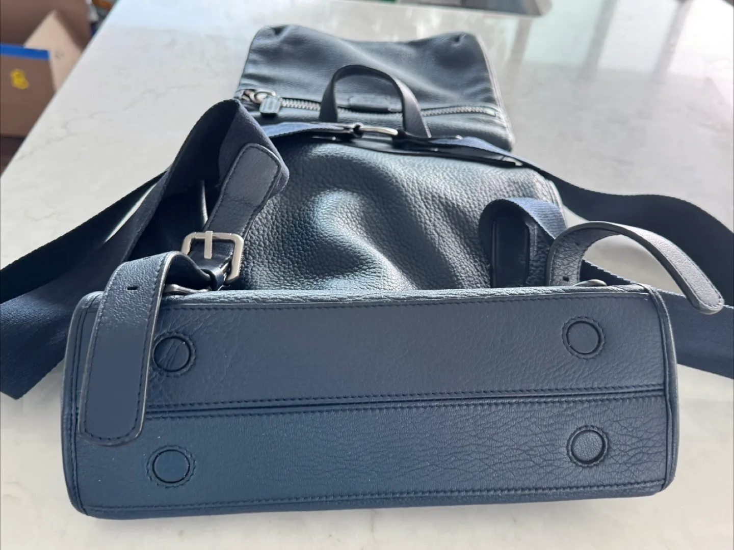 Giorgio Armani Leather Backpack - Blue image indicator(8)