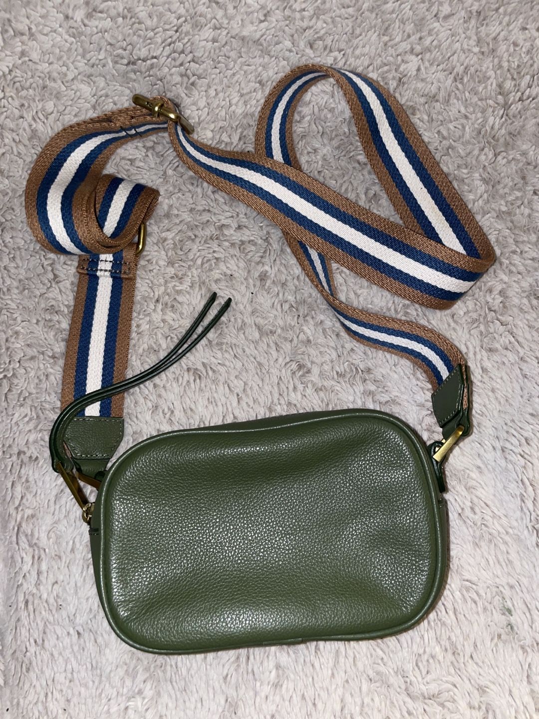 Fossil Green Leather Crossbody Bag
