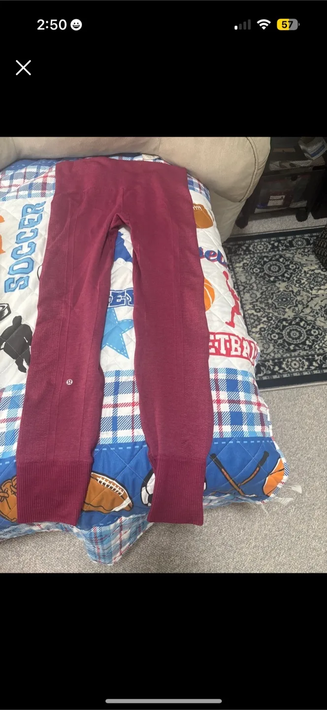 Lululemon Burgundy Leggings thumbnail