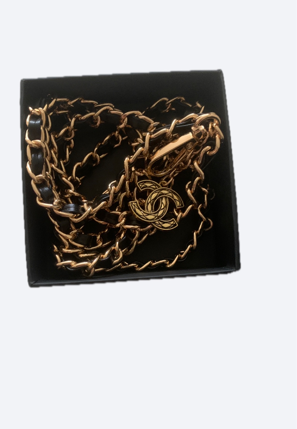 Chanel Gold & Black Crossbody Shoulder Phone Strap