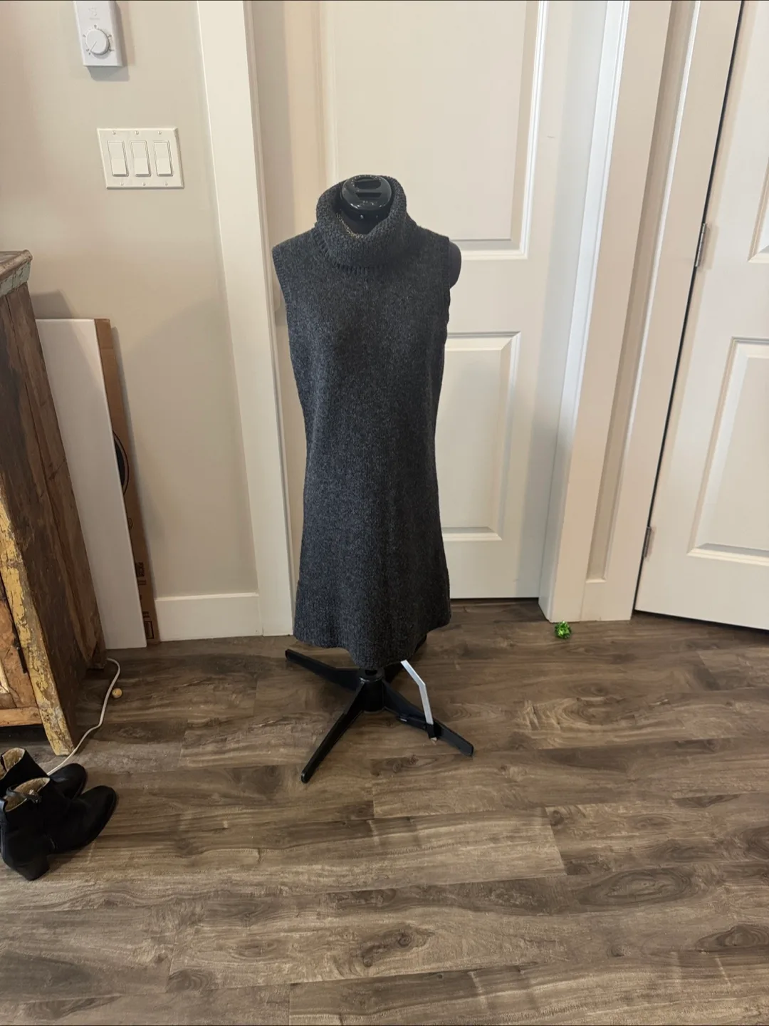 D.exterior grey knit wool x alpaca dress - small thumbnail