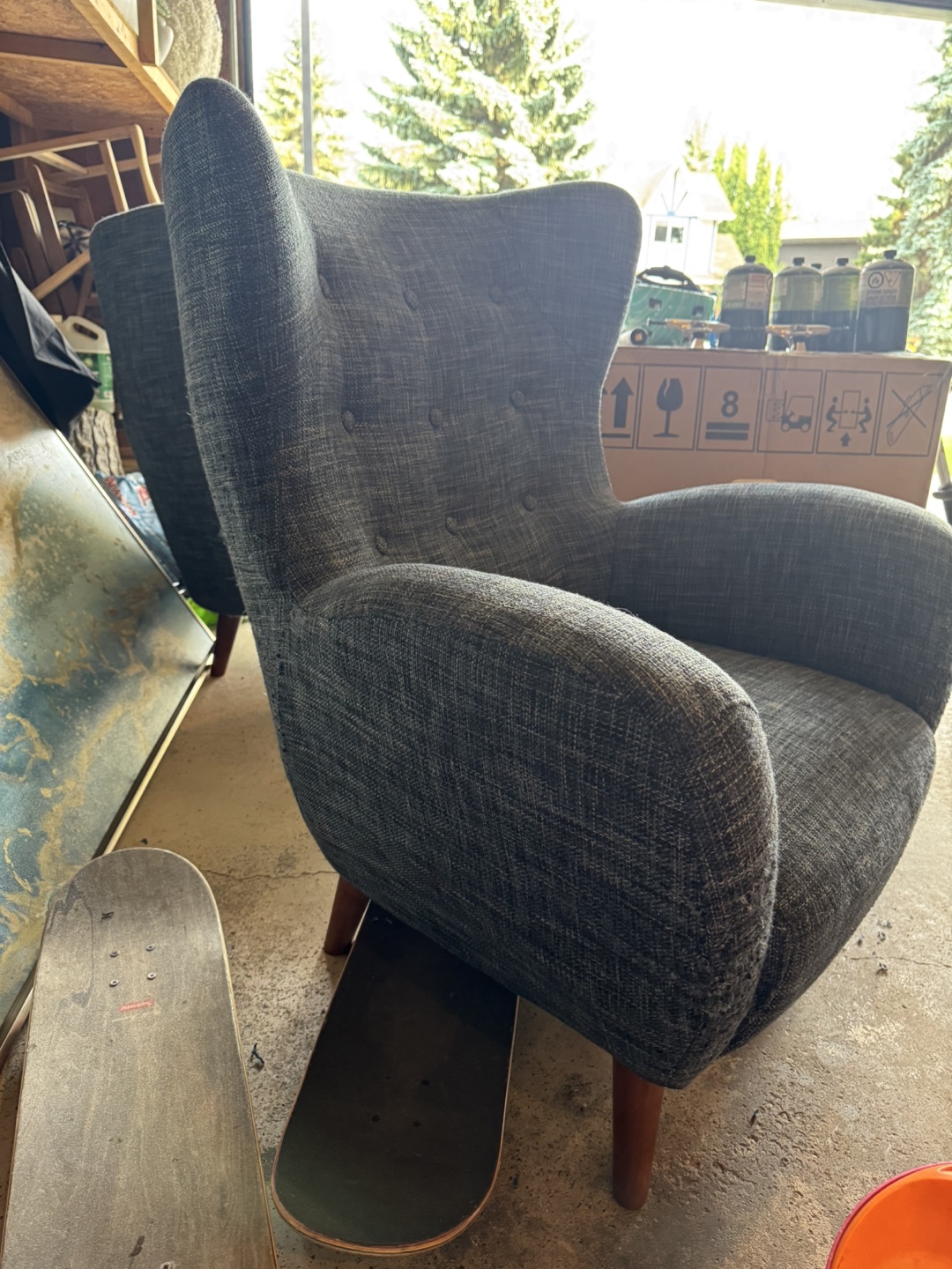 2 Upholstered Wingback Accent Chair - blue - photo 2