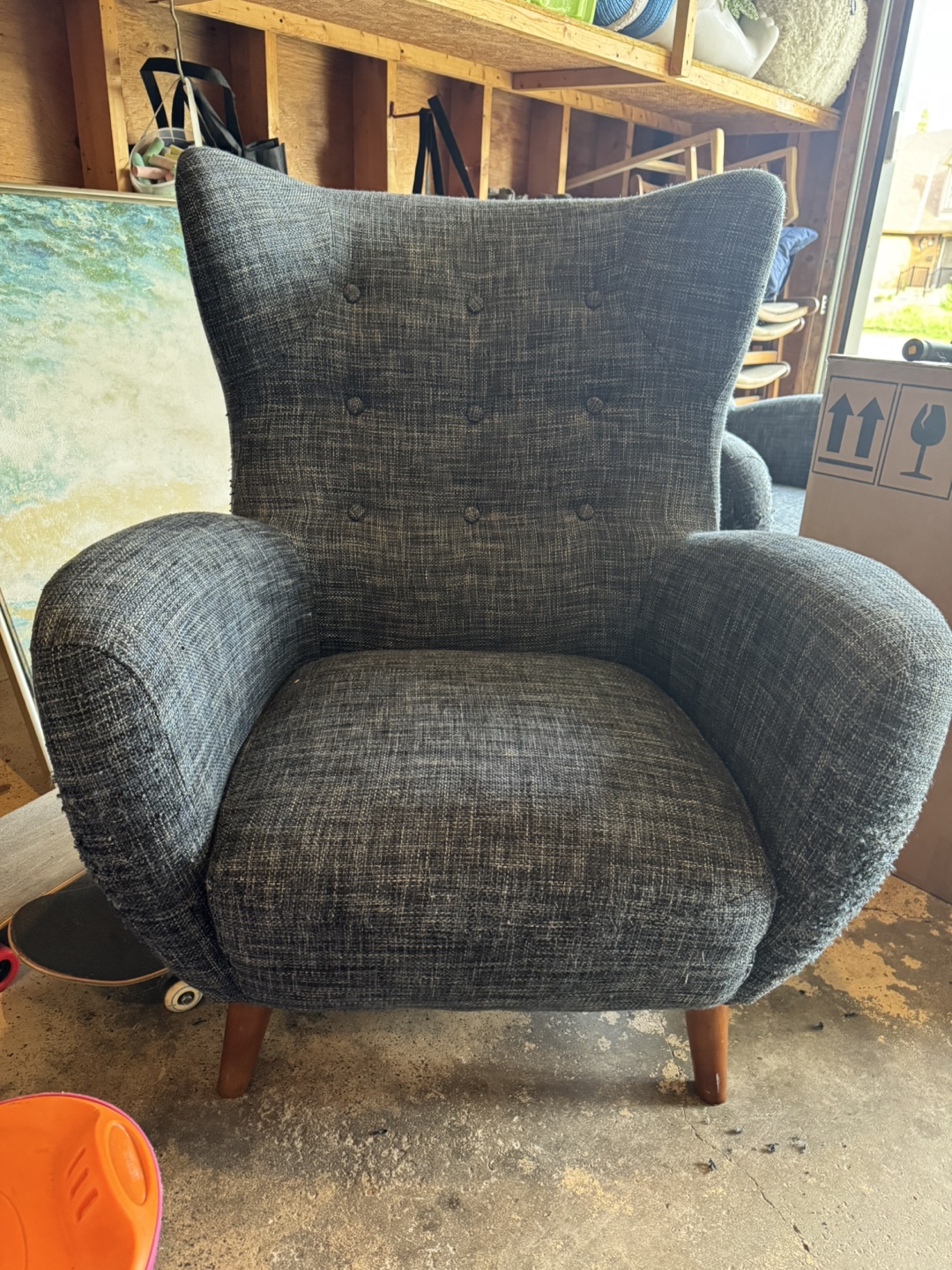 2 Upholstered Wingback Accent Chair - blue