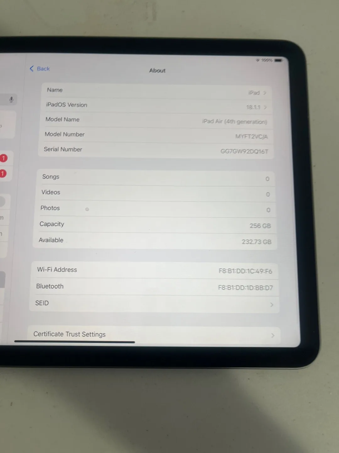 iPad Air 4th Gen 256GB - Excellent Condition image indicator(4)