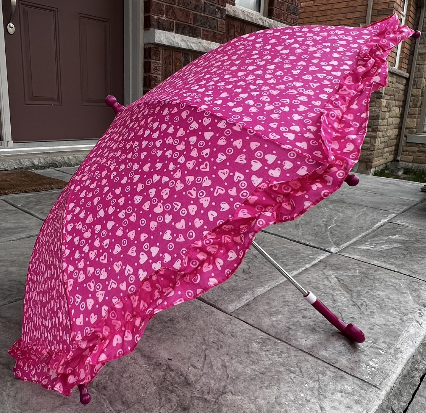 Pink Heart Pattern Umbrella