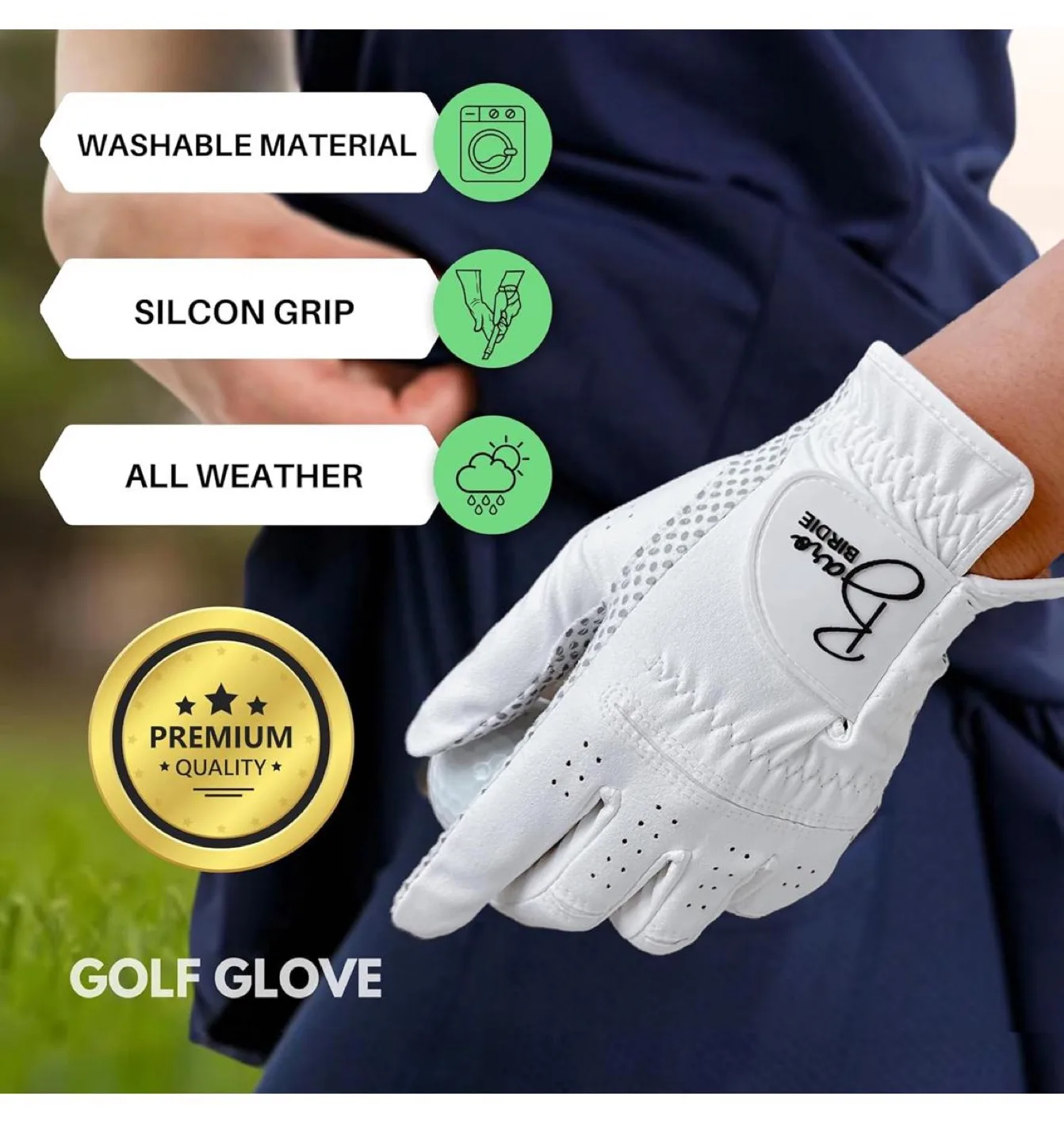 Bars Birdie White Golf Glove - Size M image indicator(4)